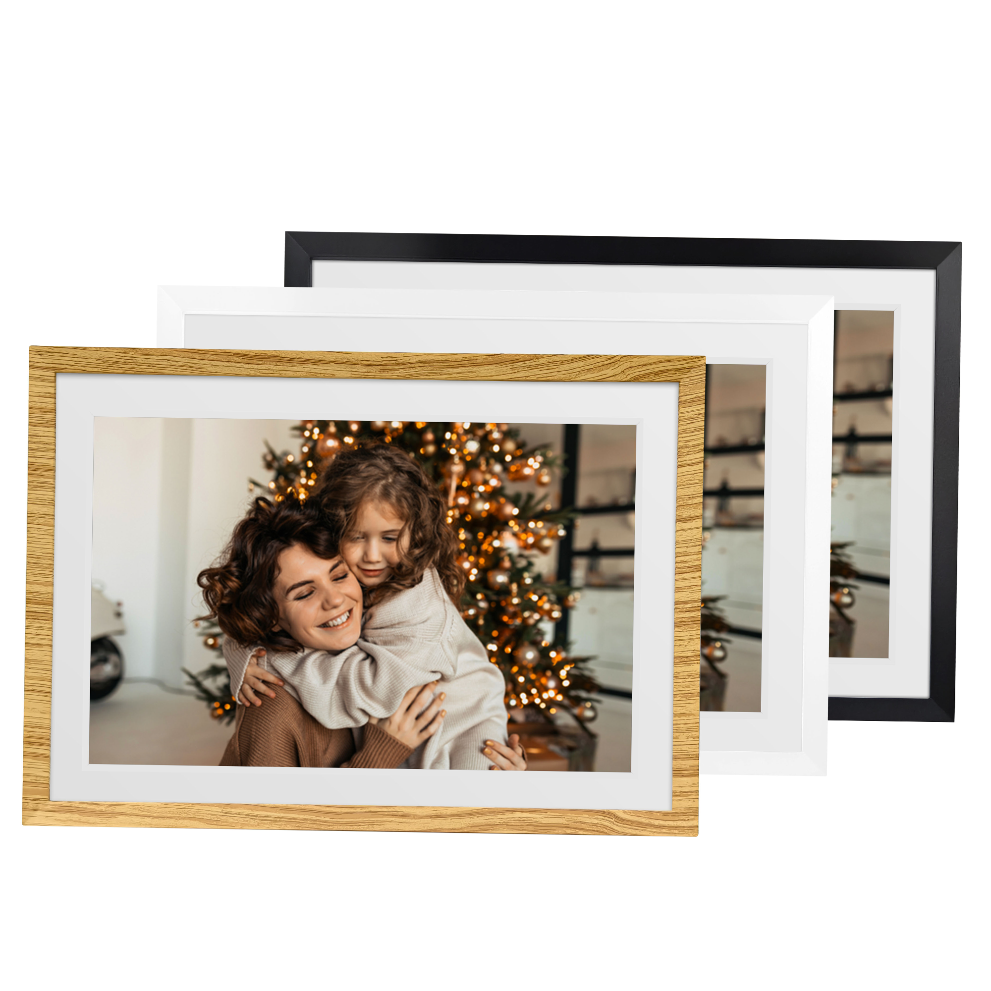 Denver Digitale Fotolijst 10.1 inch - Verwisselbare lijst zwart/wit/hout - Frameo app - Fotokader - Wifi - PFF1018