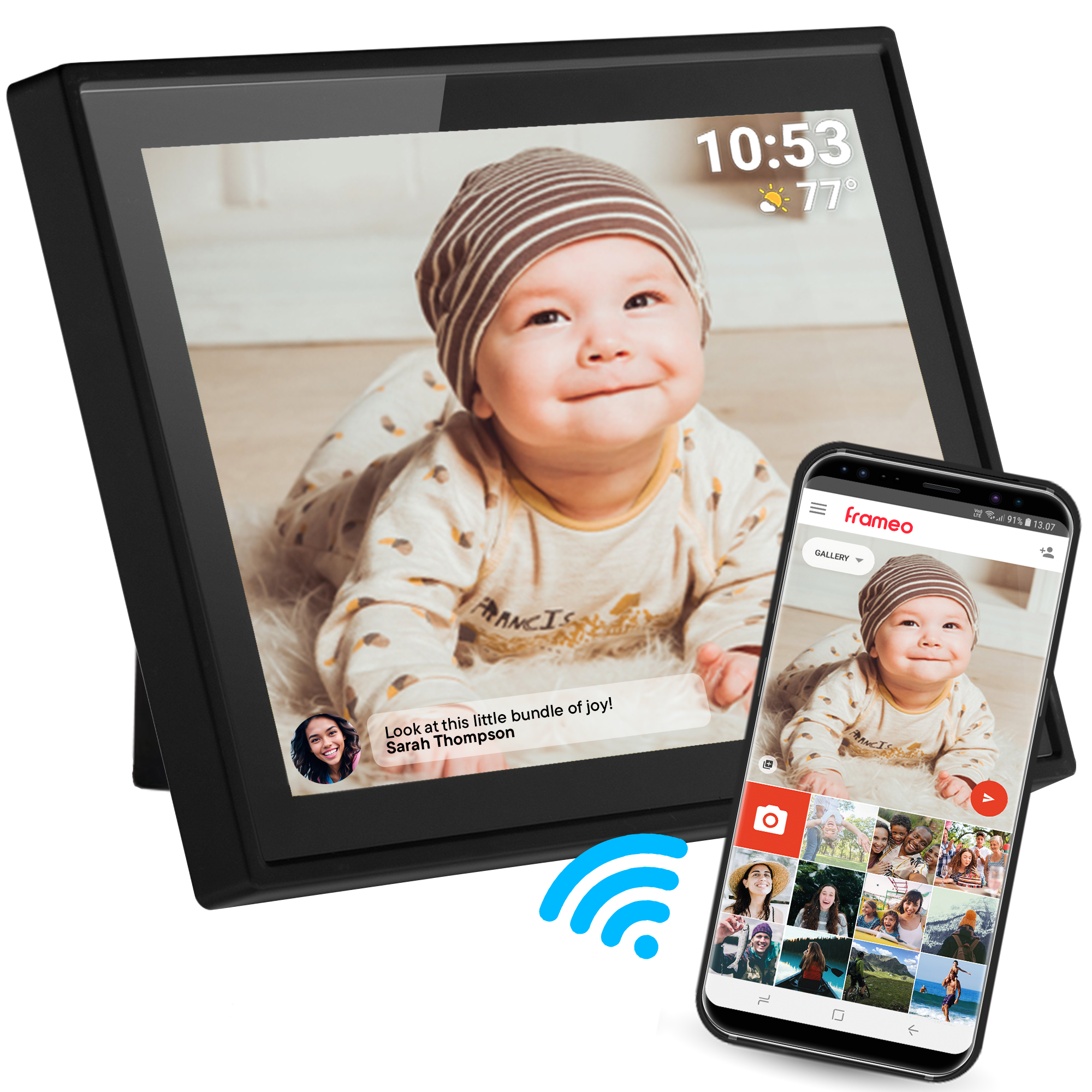 Denver Digitale Fotolijst 10.1 inch - Flat Design - HD - Frameo App - Fotokader - WiFi - IPS Touchscreen - 16GB - PFF1021B