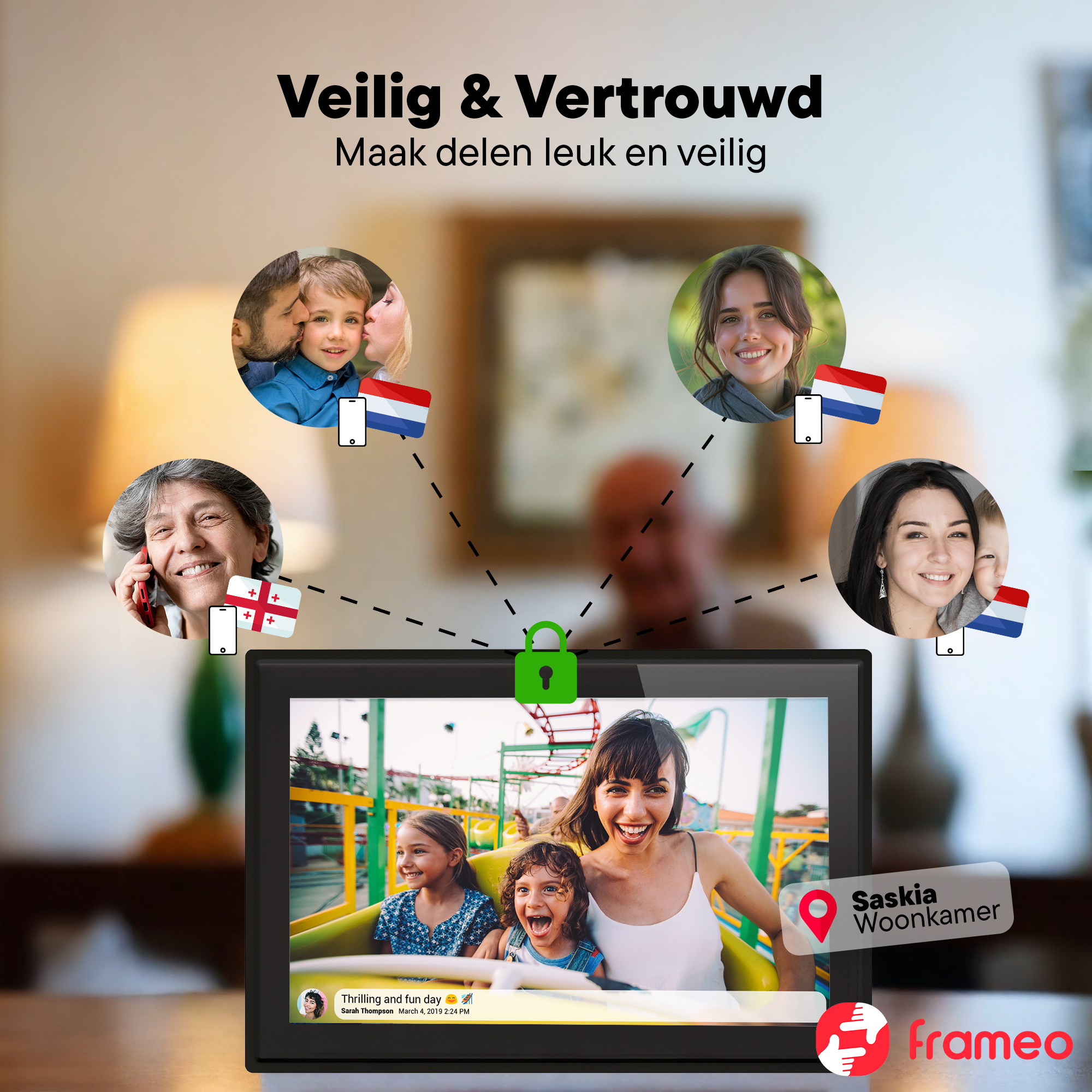 Denver Digitale Fotolijst 10.1 inch - Flat Design - HD - Frameo App - Fotokader - WiFi - IPS Touchscreen - 16GB - PFF1021B