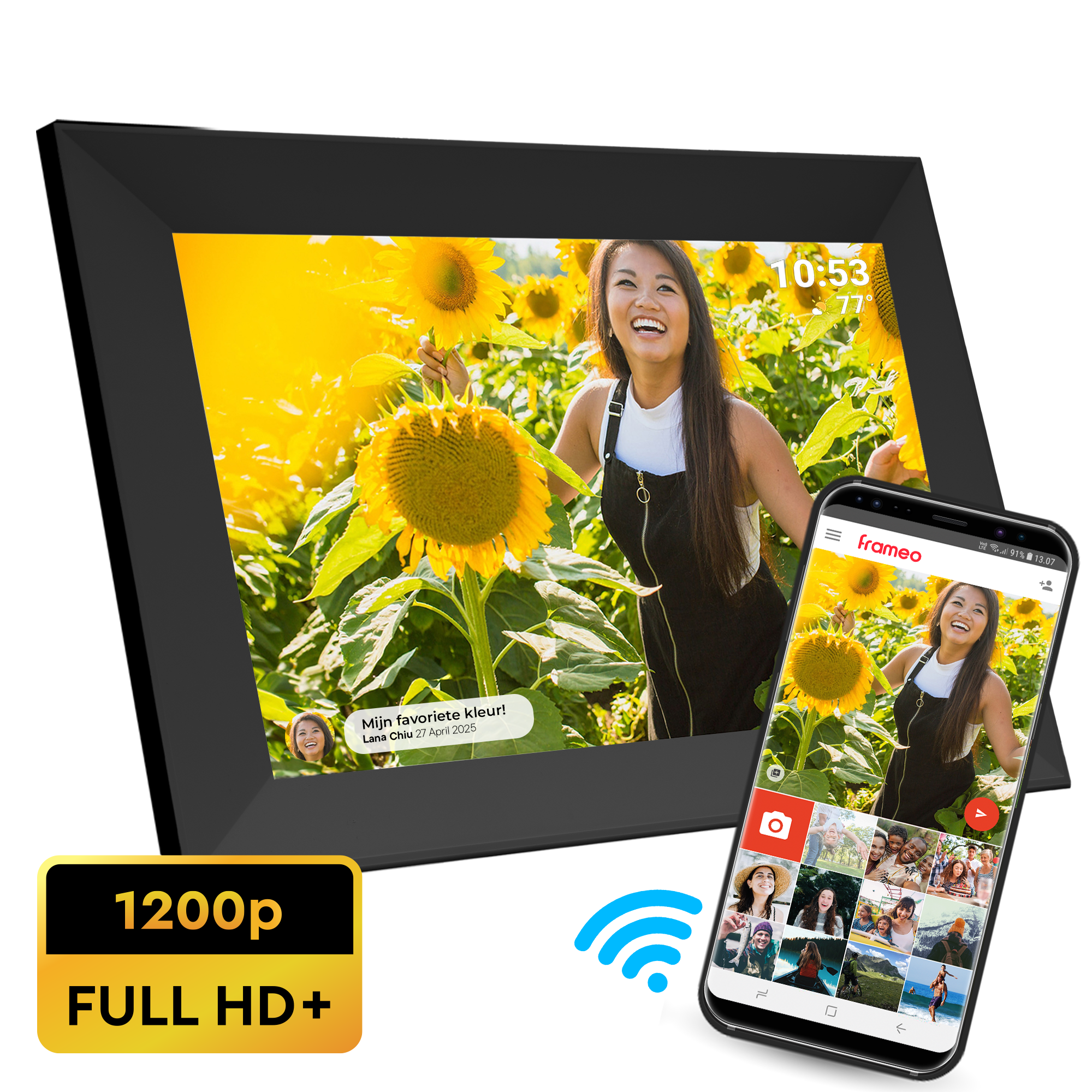 Denver Digitale fotolijst 10.1 inch - 1920x1200 Full HD+ - Frameo App - Fotokader - WiFi - 16GB - IPS Touchscreen - PFF1063
