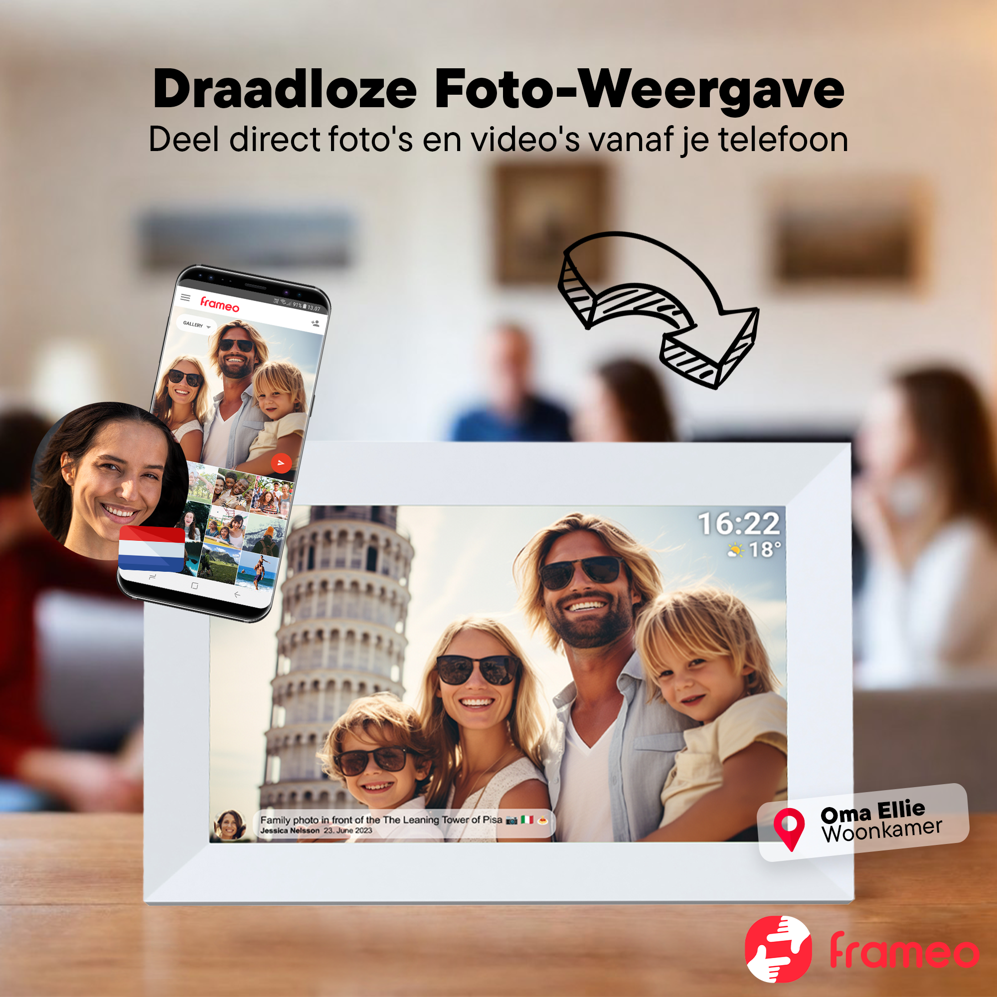 Denver Digitale fotolijst 10.1 inch - Full HD - Frameo App - Fotokader - WiFi - 16GB - IPS Touchscreen - PFF1064W