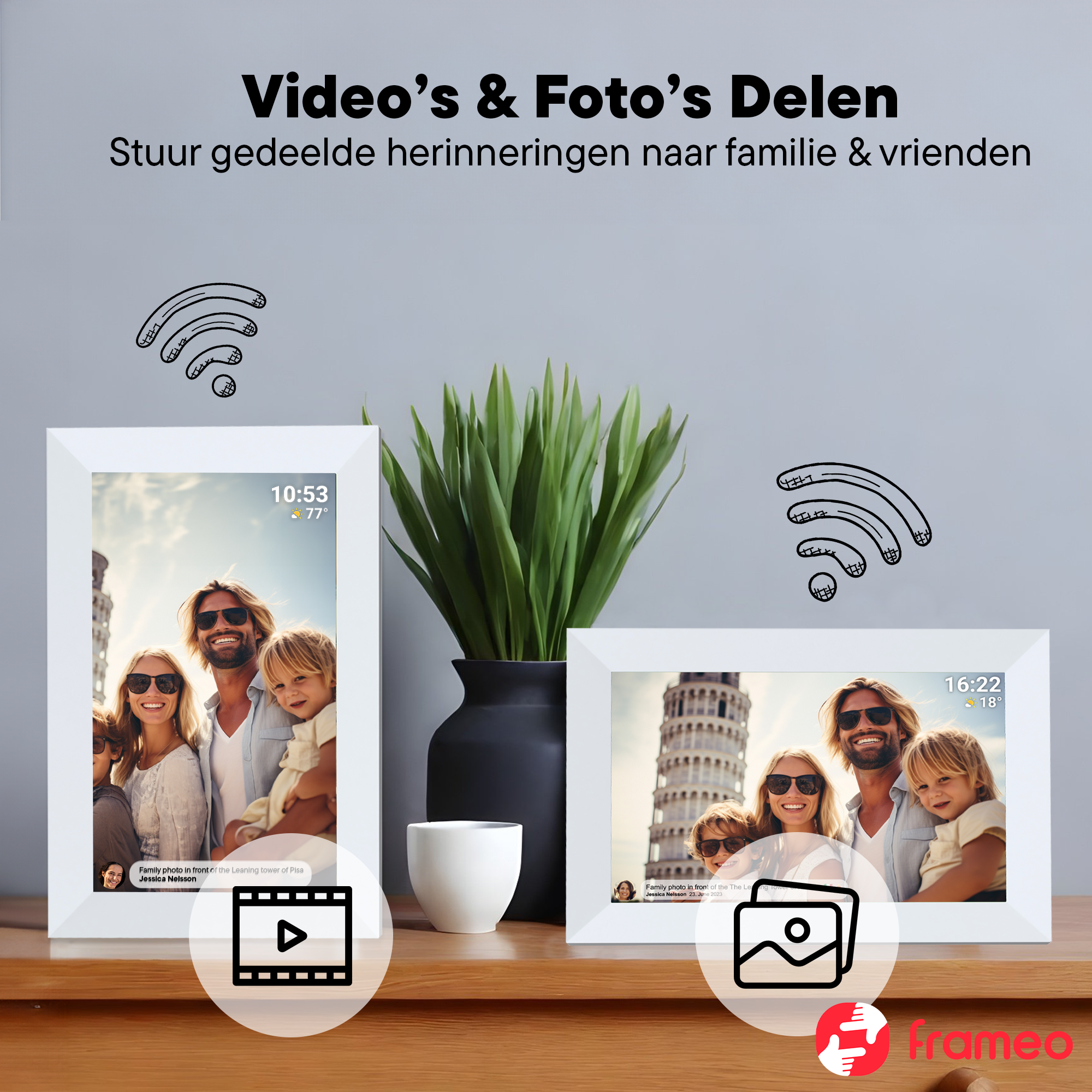 Denver Digitale fotolijst 10.1 inch - Full HD - Frameo App - Fotokader - WiFi - 16GB - IPS Touchscreen - PFF1064W