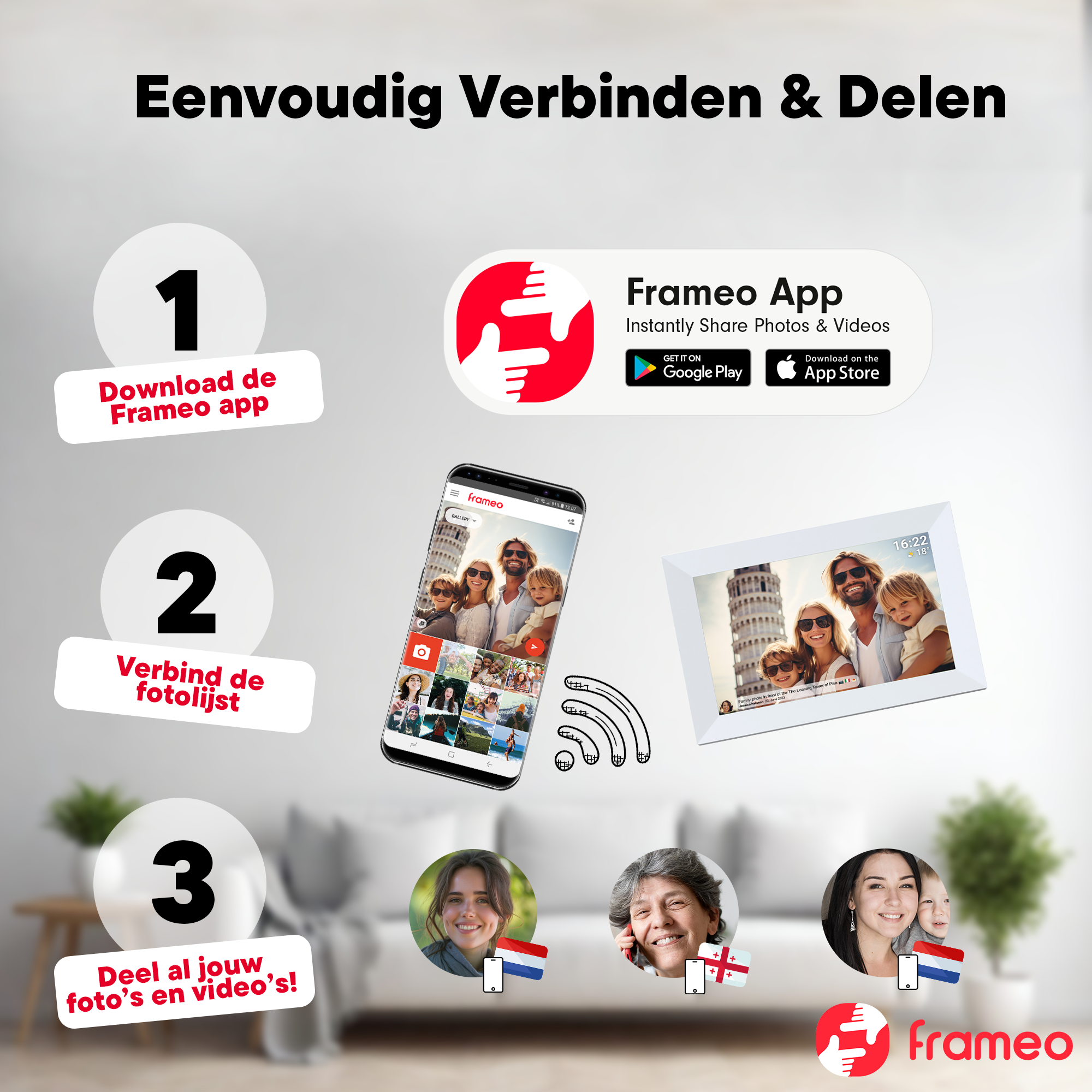 Denver Digitale fotolijst 10.1 inch - Full HD - Frameo App - Fotokader - WiFi - 16GB - IPS Touchscreen - PFF1064W