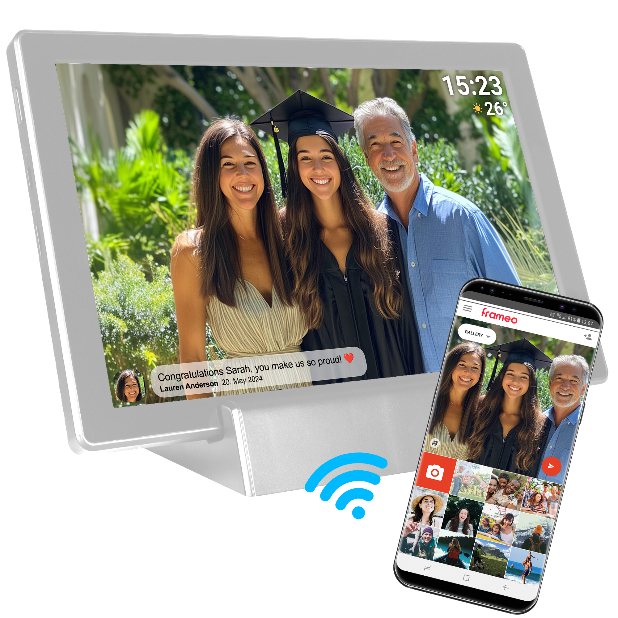 Denver Digitale Fotolijst 10.1 inch - Draadloos - Incl. Oplaadstation - HD - Frameo App - Fotokader - WiFi - IPS Touchscreen - 16GB - PFF1070B