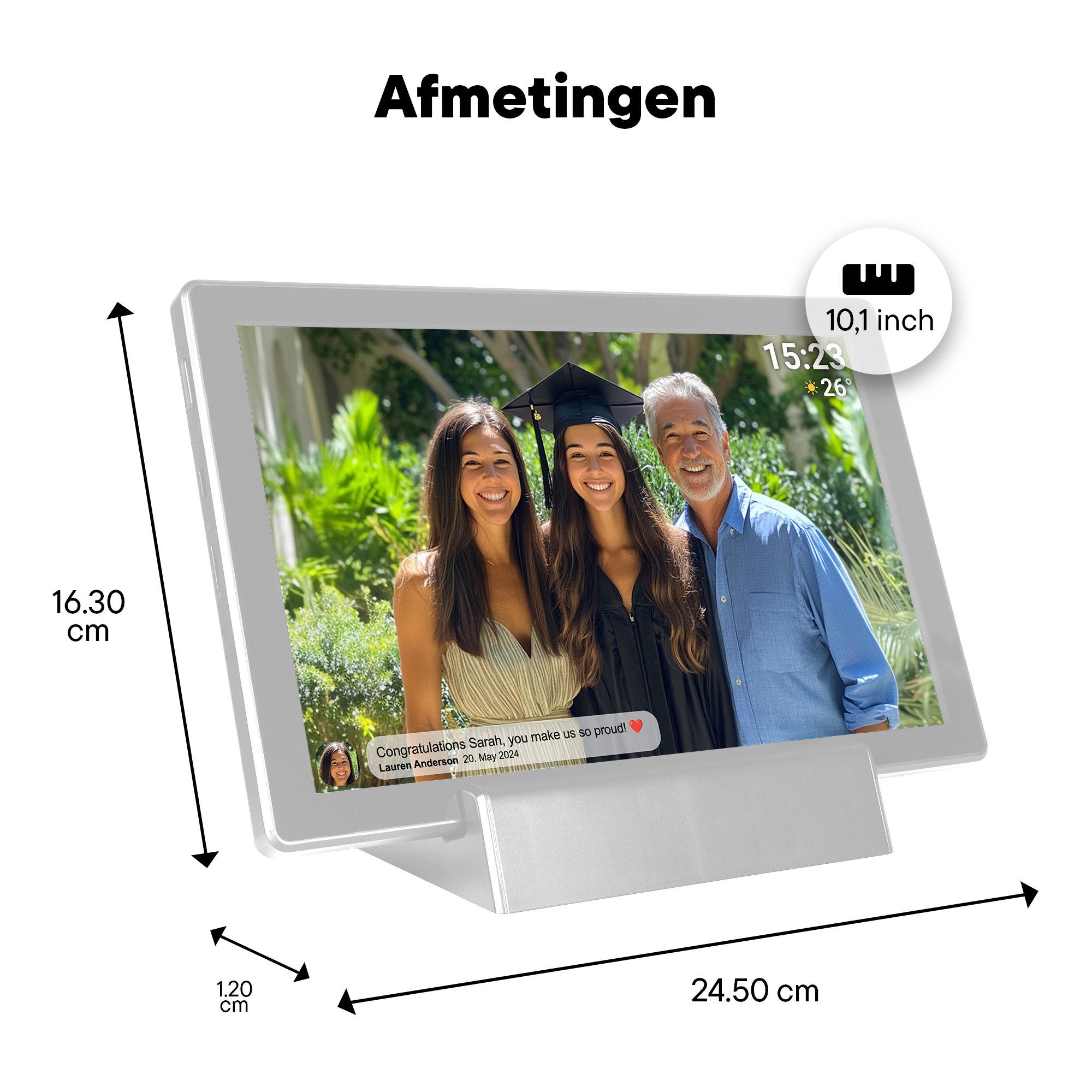Denver Digitale Fotolijst 10.1 inch - Draadloos - Incl. Oplaadstation - HD - Frameo App - Fotokader - WiFi - IPS Touchscreen - 16GB - PFF1070B