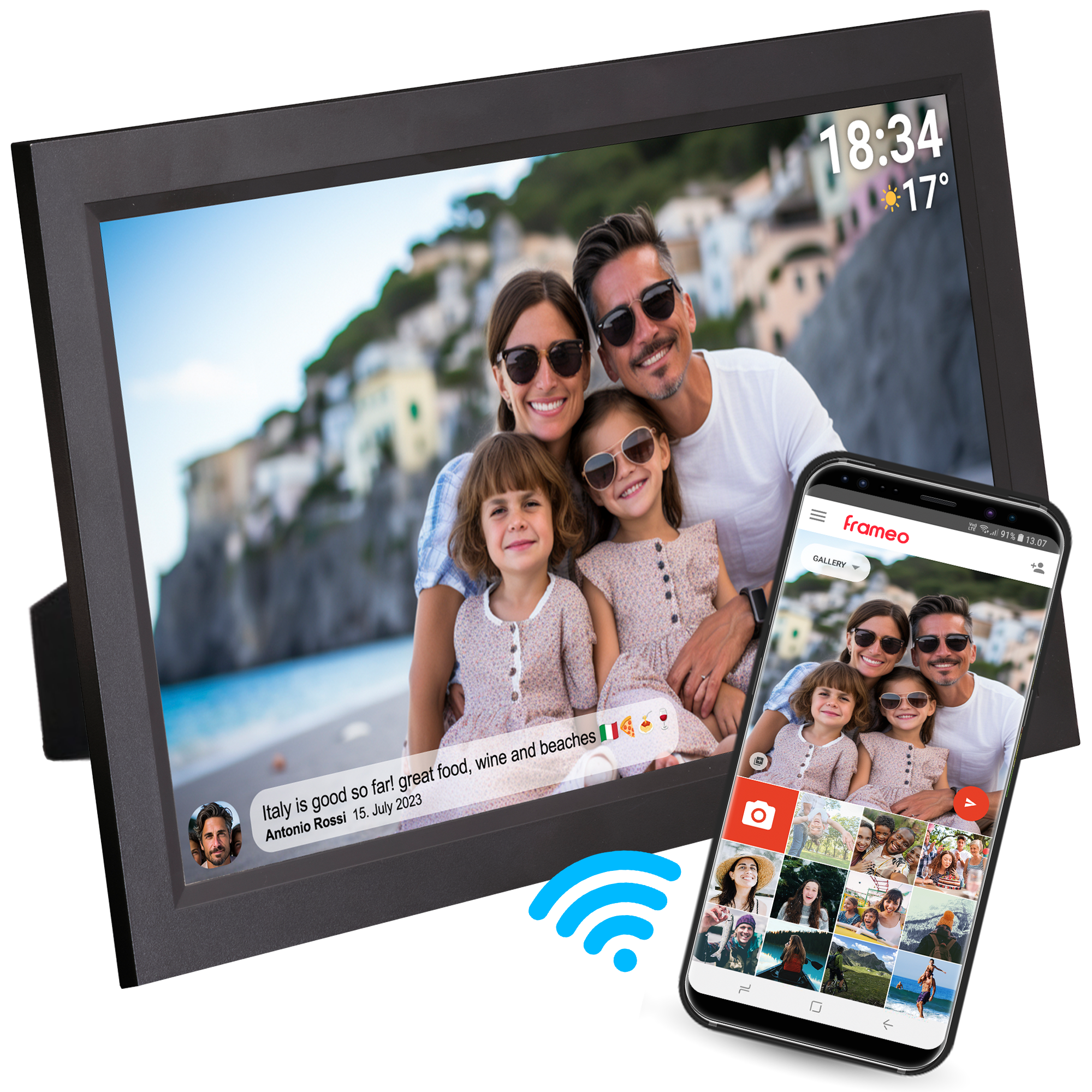 Denver Digitale Fotolijst 15.6 inch - XL - Full HD - Frameo App - Fotokader - WiFi - 16GB - IPS Touchscreen - PFF1503B