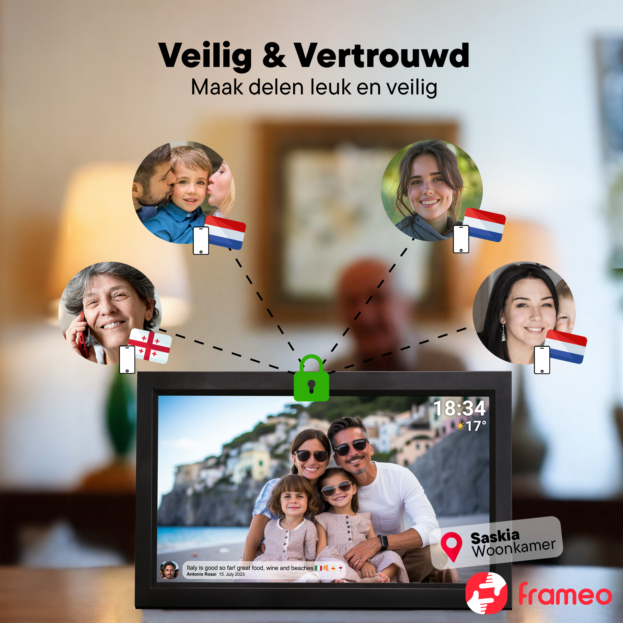 Denver Digitale Fotolijst 15.6 inch - XL - Full HD - Frameo App - Fotokader - WiFi - 16GB - IPS Touchscreen - PFF1503B