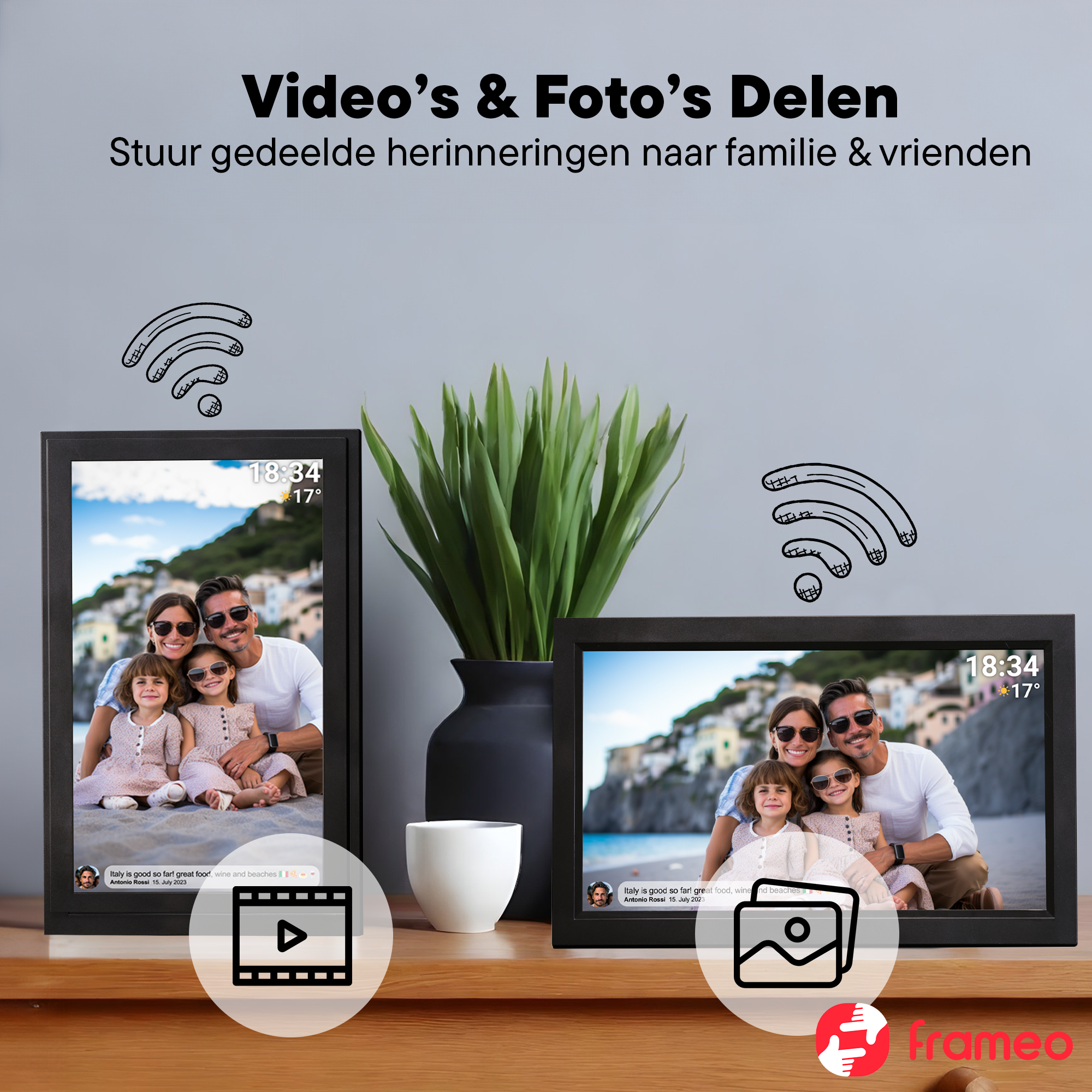 Denver Digitale Fotolijst 15.6 inch - XL - Full HD - Frameo App - Fotokader - WiFi - 16GB - IPS Touchscreen - PFF1503B