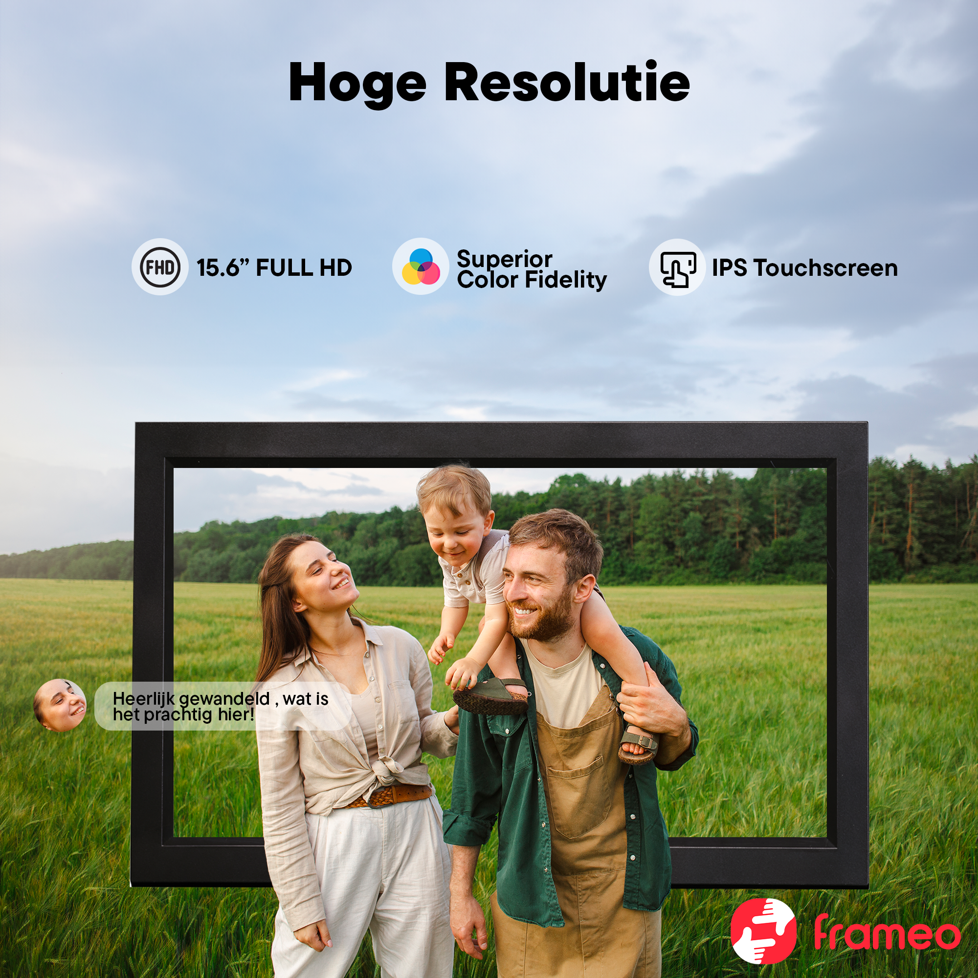 Denver Digitale Fotolijst 15.6 inch - XL - Full HD - Frameo App - Fotokader - WiFi - 16GB - IPS Touchscreen - PFF1503B
