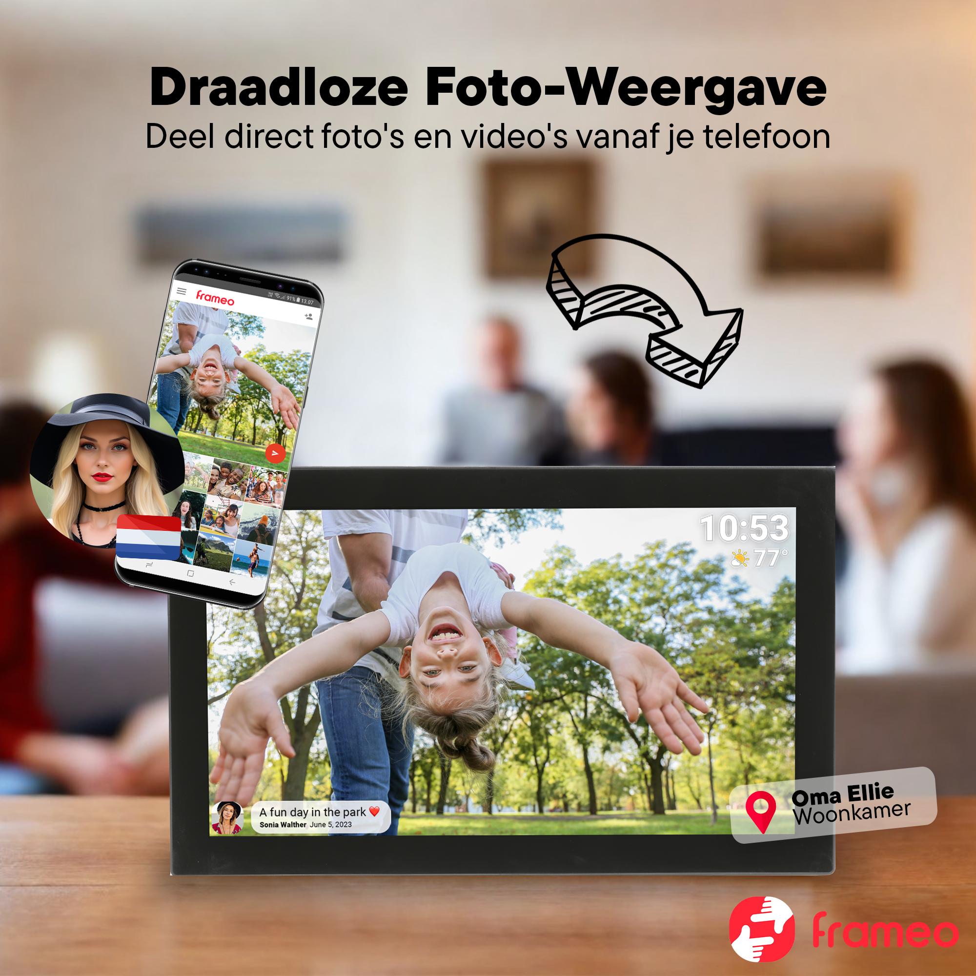 Denver Digitale Fotolijst 21.5 inch - XXL - Full HD - Frameo App - Fotokader - WiFi - 32GB - IPS Touchscreen - PFF2160B