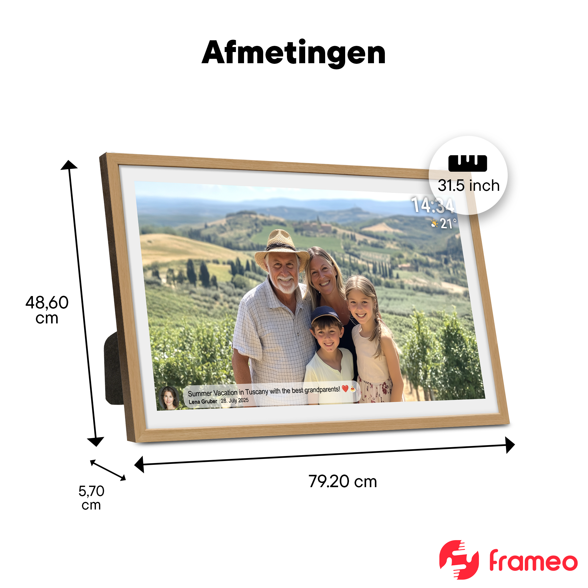 Denver Digitale Fotolijst 32 inch - XXL - Full HD - Frameo App - Fotokader - WiFi - 32GB - IPS Touchscreen -PFF3263