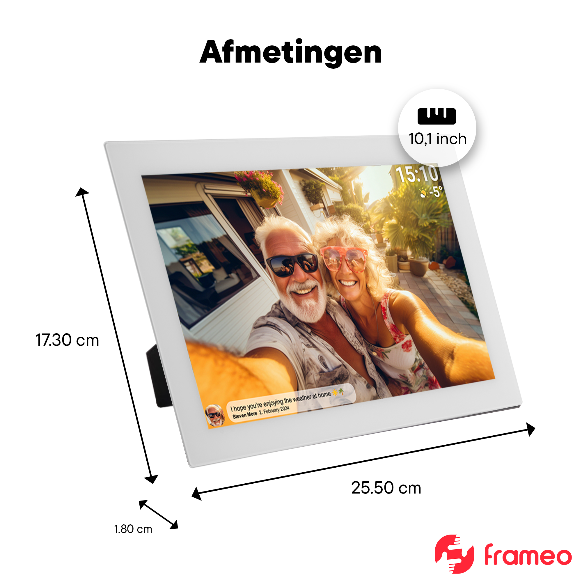 Denver Digitale Fotolijst 10.1 inch - Glas Display - HD - Frameo App - Fotokader - WiFi - 16GB - IPS Touchscreen - PFF1037W