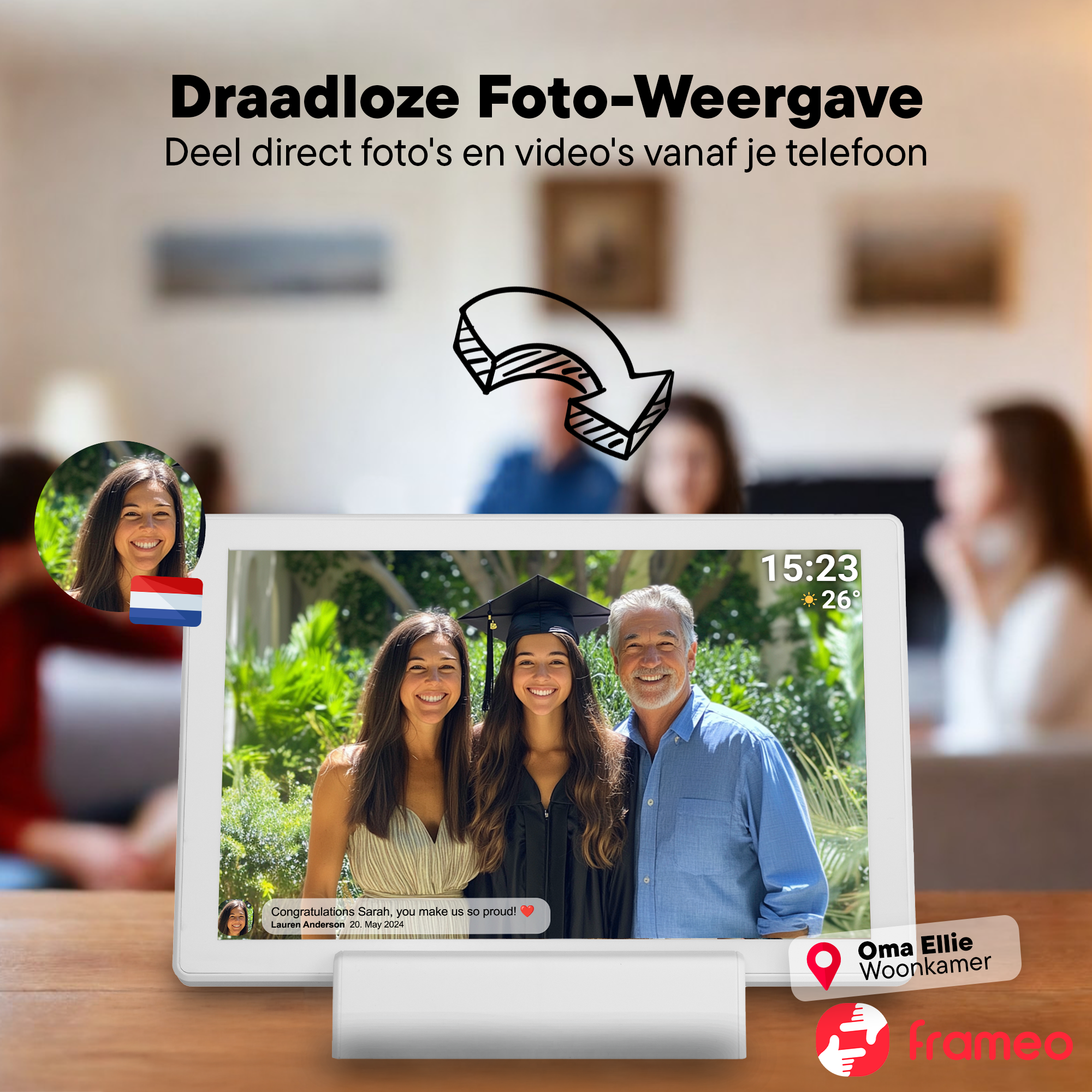 Denver Digitale Fotolijst 10.1 inch - Draadloos - Incl. Oplaadstation - HD - Frameo App - Fotokader - WiFi - IPS Touchscreen - 16GB - PFF1070B