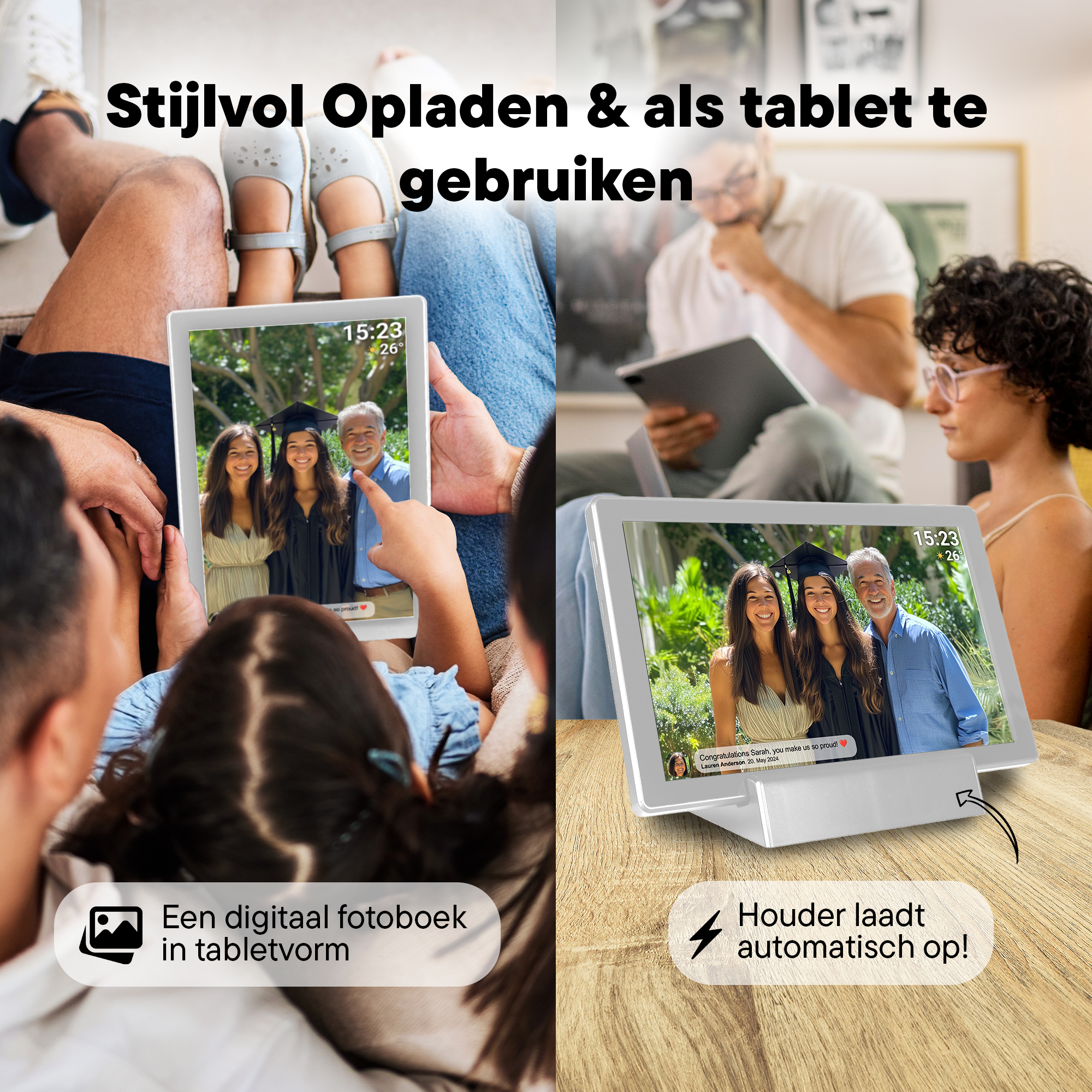 Denver Digitale Fotolijst 10.1 inch - Draadloos - Incl. Oplaadstation - HD - Frameo App - Fotokader - WiFi - IPS Touchscreen - 16GB - PFF1070B