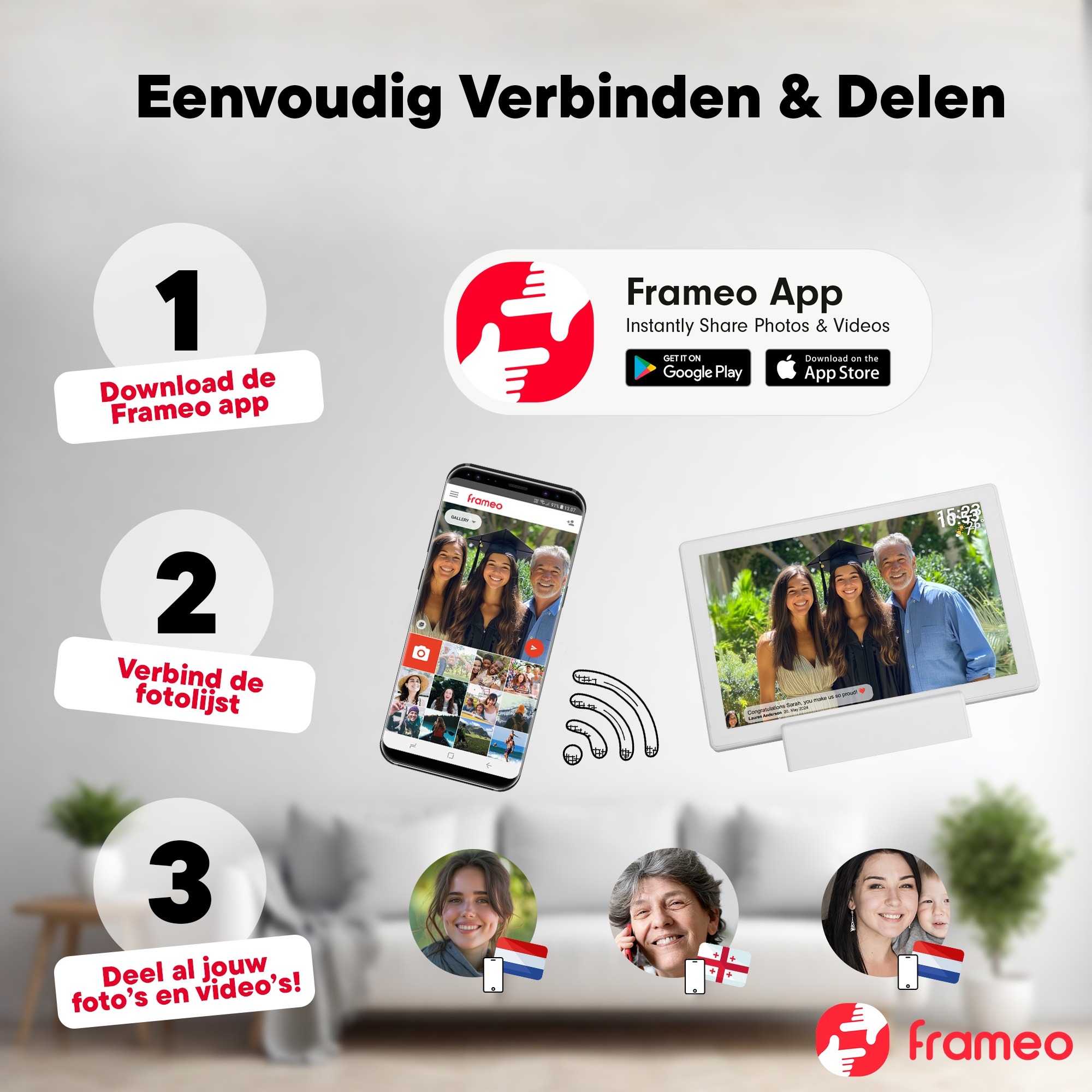 Denver Digitale Fotolijst 10.1 inch - Draadloos - Incl. Oplaadstation - HD - Frameo App - Fotokader - WiFi - IPS Touchscreen - 16GB - PFF1070B