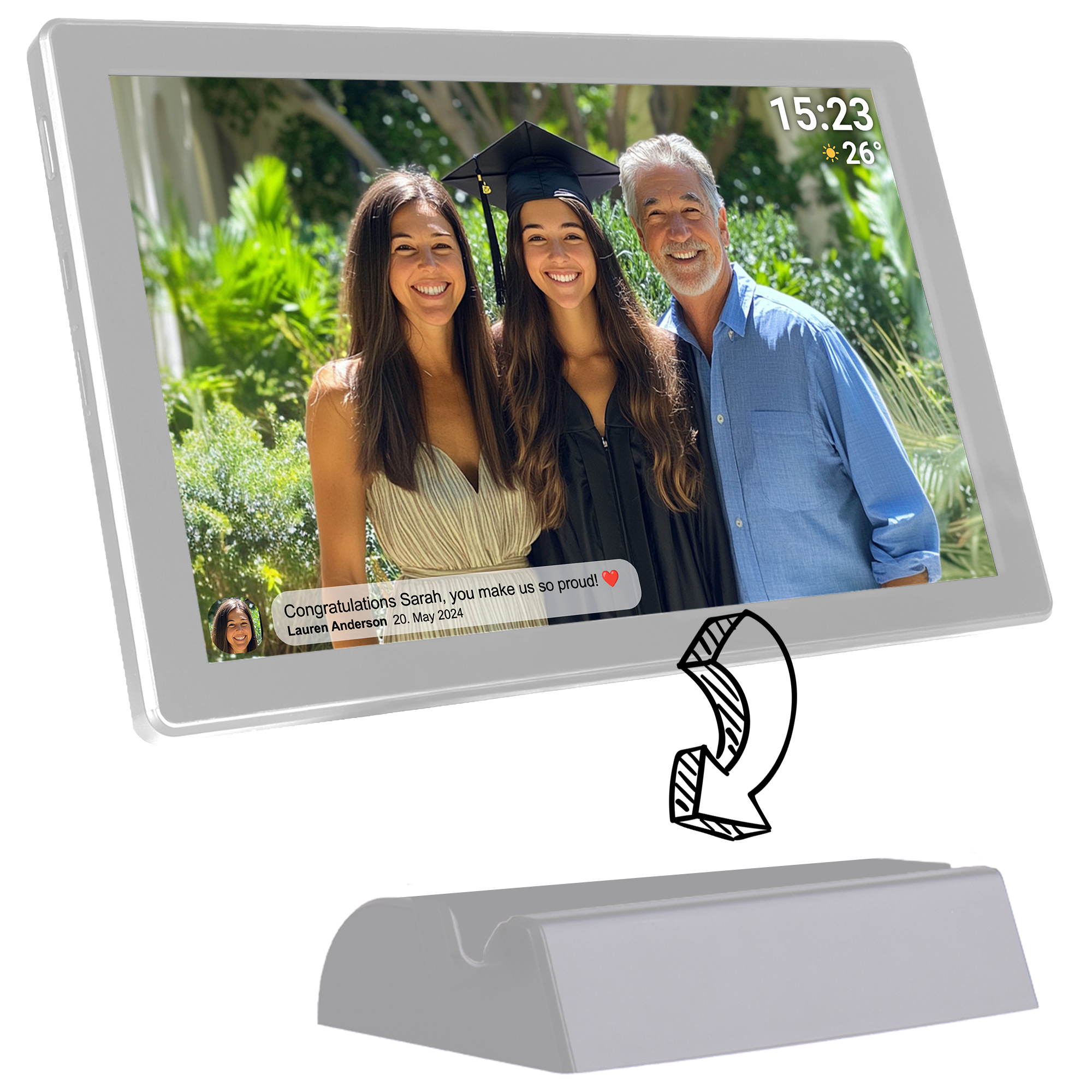 Denver Digitale Fotolijst 10.1 inch - Draadloos - Incl. Oplaadstation - HD - Frameo App - Fotokader - WiFi - IPS Touchscreen - 16GB - PFF1070B