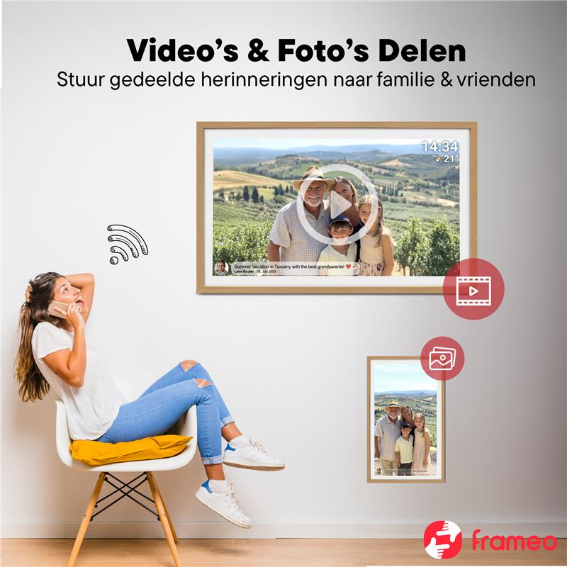 Denver Digitale Fotolijst 32 inch - XXL - Full HD - Frameo App - Fotokader - WiFi - 32GB - IPS Touchscreen -PFF3263