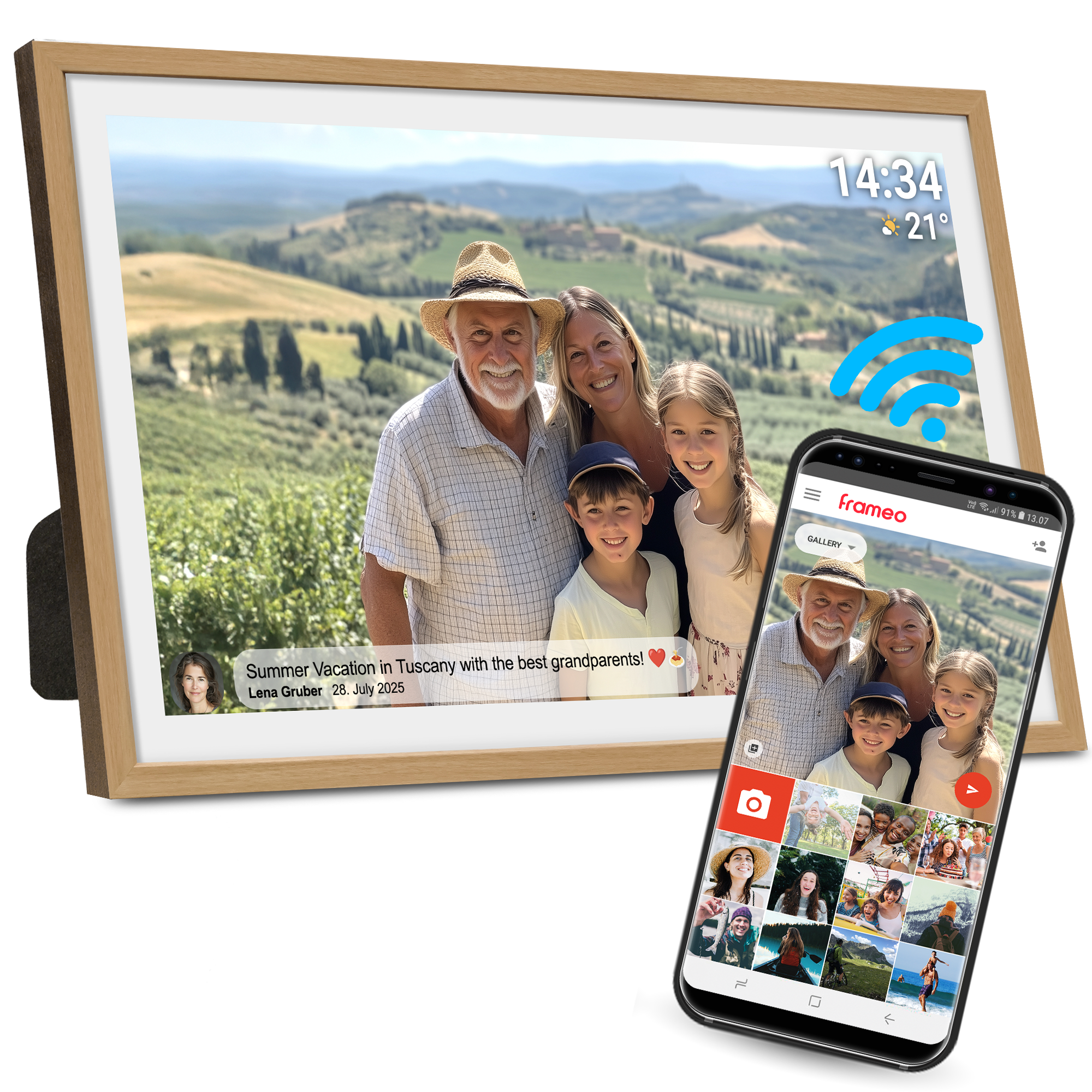 Denver Digitale Fotolijst 32 inch - XXL - Full HD - Frameo App - Fotokader - WiFi - 32GB - IPS Touchscreen -PFF3263
